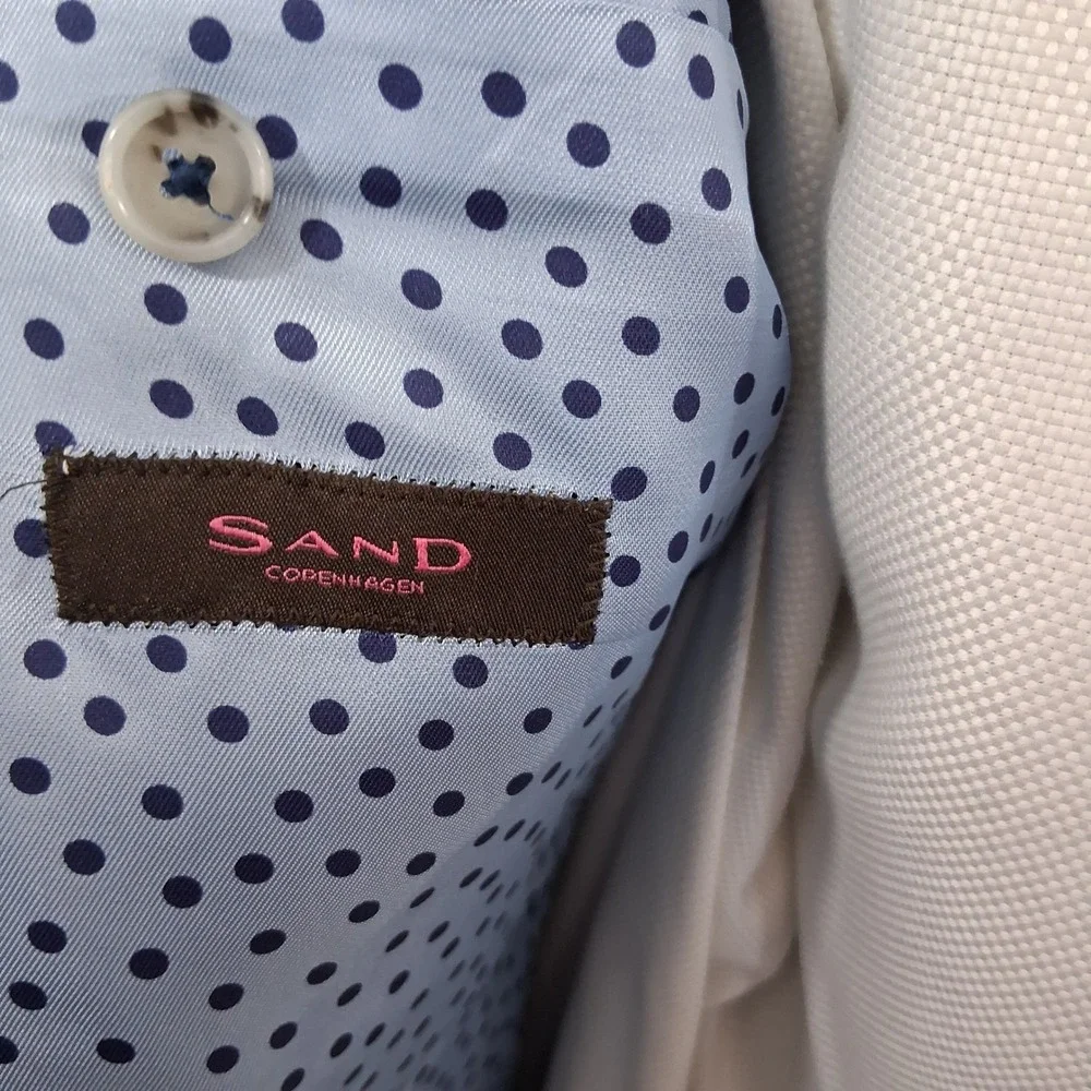 Sand Copenhagen Blazer 42R / 54EU Blue Windowpane Sherman 100% Linen Sport Coat